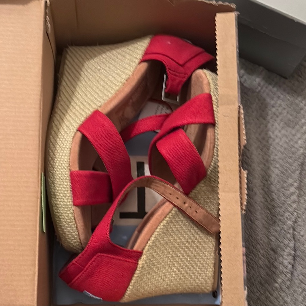 Red Wedge Sandals